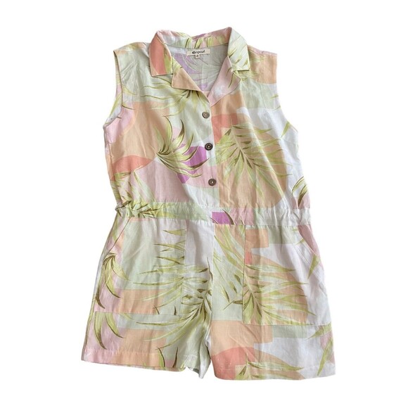 Rip Curl Montego Bay Romper Tropical Colorful Linen Blend Size‎ M - Picture 1 of 7